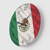 Mexico Flag Wall Clock — Waving Flag Design ラージ壁時計 (傾斜)