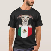 Mexico Flag Whippet Dog In Pocket Tシャツ (正面)