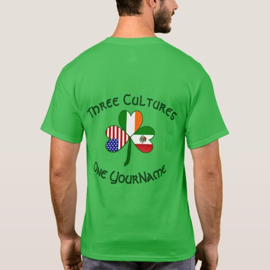 Mexico Ireland USA Flag Shamrock Personalized Men Tシャツ (裏面)