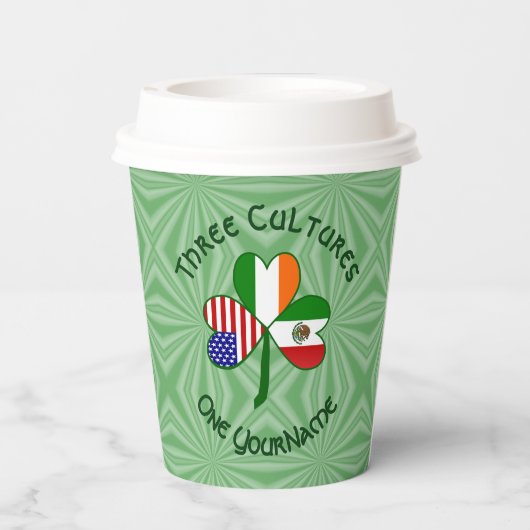 Mexico Ireland USA Shamrock Personalized Text 紙コップ (裏面)