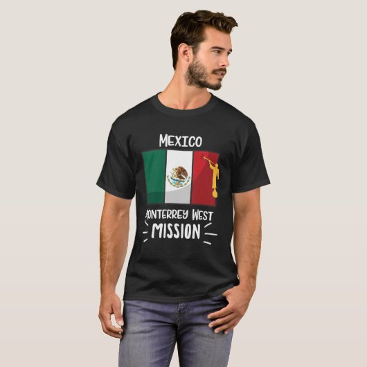 Mexico Monterrey West Mormon LDS Mission Missionar Tシャツ (正面フル)