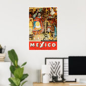 Mexico Print Travel Poster Mexican Art Mural Sign ポスター (ホームオフィス)