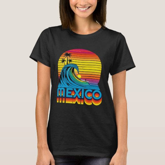 Mexico Retro Throwback Surf & Mexican Beach Souven Tシャツ (正面)