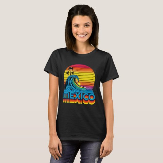 Mexico Retro Throwback Surf & Mexican Beach Souven Tシャツ (正面フル)