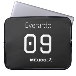 Mexico Soccer Minimalist Black Personal Name ラップトップスリーブ