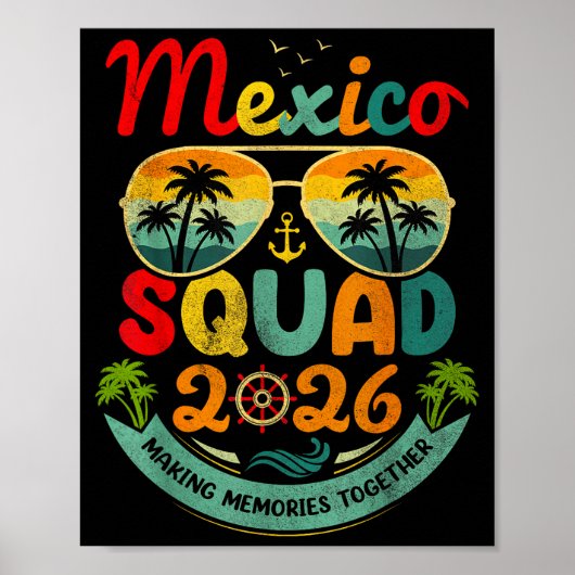 Mexico squad 2026 tropical beach vacation vintageM ポスター (正面)