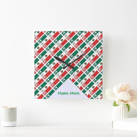 Mexico Tiled Personalized Square Wall スクエア壁時計 (ホーム)