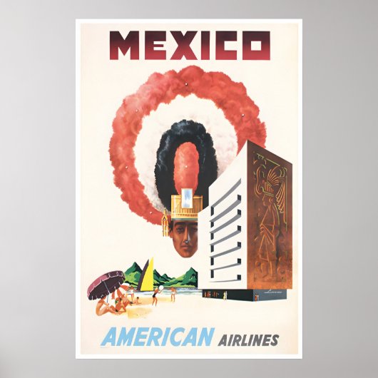 Mexico Travel Poster Mexican Print American Art ポスター (正面)