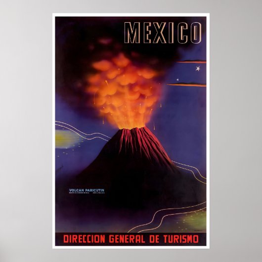 Mexico Travel Print Mexican Art Volcano Poster ポスター (正面)