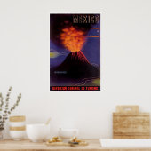 Mexico Travel Print Mexican Art Volcano Poster ポスター (キッチン)