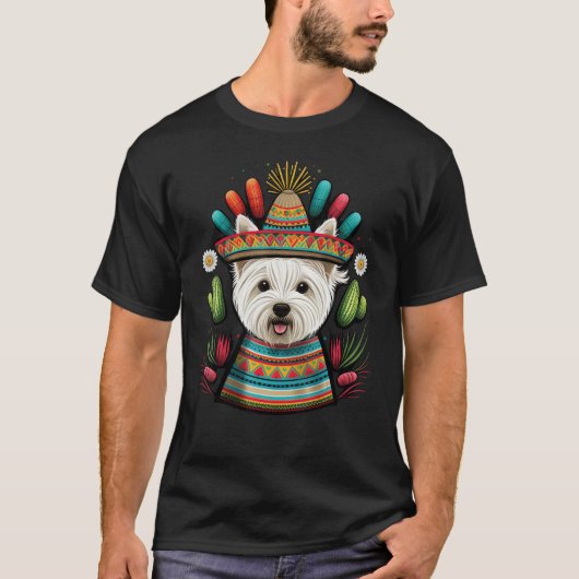 Mexico Westie Sombrero Mexican West Highland White Tシャツ (正面)