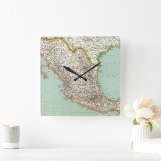 Mexique -メキシコの地図 スクエア壁時計 (ホーム)