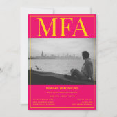 MFAピンクイエローフォト卒業 招待状 (正面)