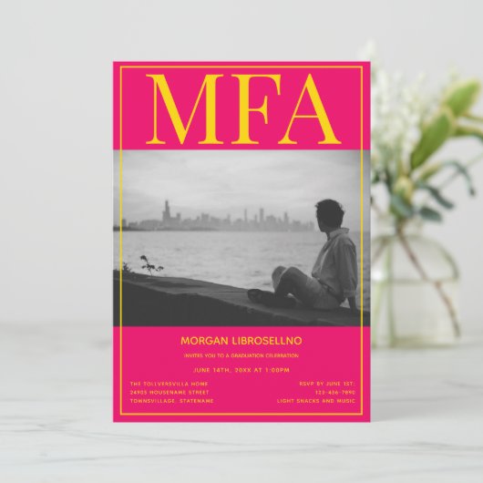 MFAピンクイエローフォト卒業 招待状 (スタンド正面)