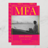 MFAピンクイエローフォト卒業 招待状 (正面/裏面)