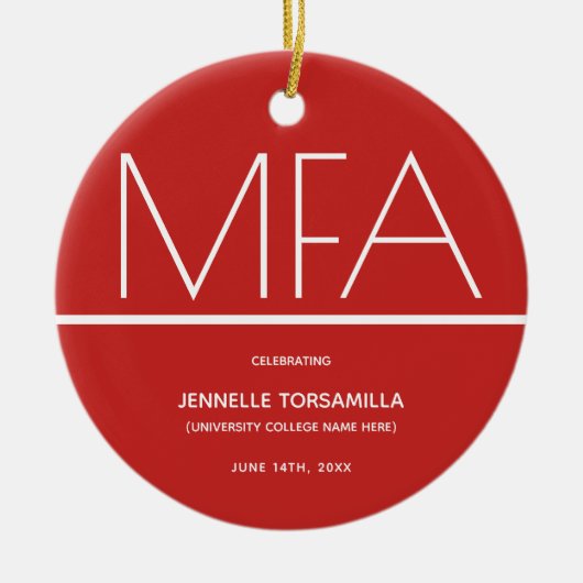MFA学位の卒業 セラミックオーナメント (正面)