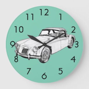 MGの変換可能なスポーツ・カーのイラストレーション ラージ壁時計
