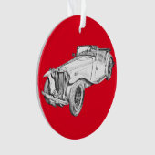 MGコンバーチブルアンティークスポーツカーイラストレーション オーナメント (正面)