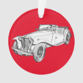 MGコンバーチブルアンティークスポーツカーイラストレーション オーナメント (正面)