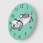 MGコンバーチブルスポーツカーイラストレーション ラージ壁時計 (傾斜)
