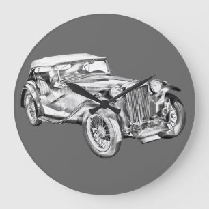 Mg Tcの旧式なスポーツ・カーのイラストレーション ラージ壁時計