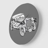 Mg Tcアンティークスポーツカーイラストレーション ラージ壁時計 (傾斜)