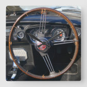 MGCヴィンテージイギリスのスポーツカー。 スクエア壁時計 (正面)