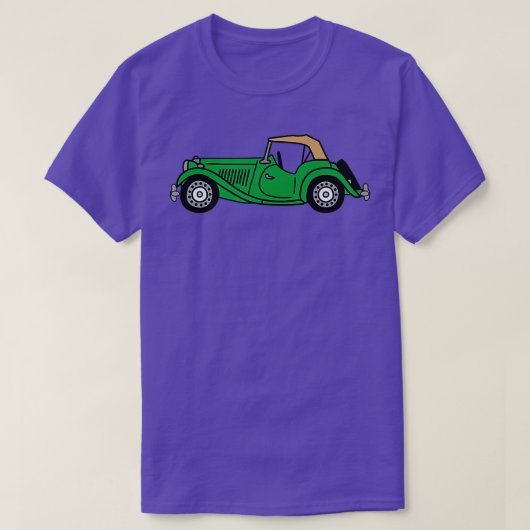 MGTD MG TDブリティッシュレーシンググリーンクラシックカー Tシャツ (デザイン正面)