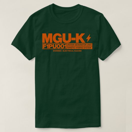MGUK F1ハイブリッド電源装置オレンジデザイン Tシャツ (デザイン正面)