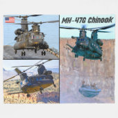 MH-47Gチヌーク フリースブランケット (正面(横))