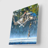 MH-60Mブラックホーク スクエア壁時計 (傾斜)