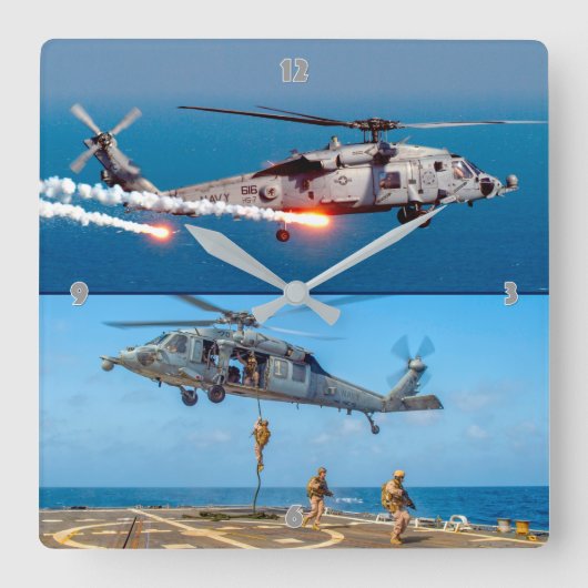 MH-60Sシーホーク スクエア壁時計 (正面)