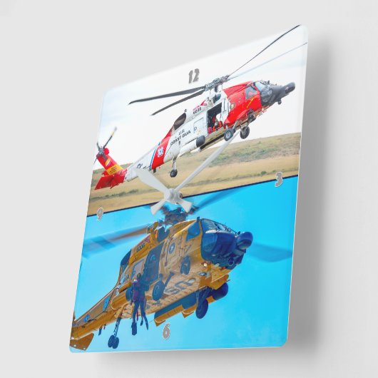 MH-60T JAYHAWK スクエア壁時計 (傾斜)