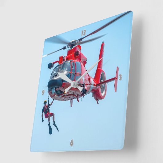 MH-65イルカ スクエア壁時計 (傾斜)