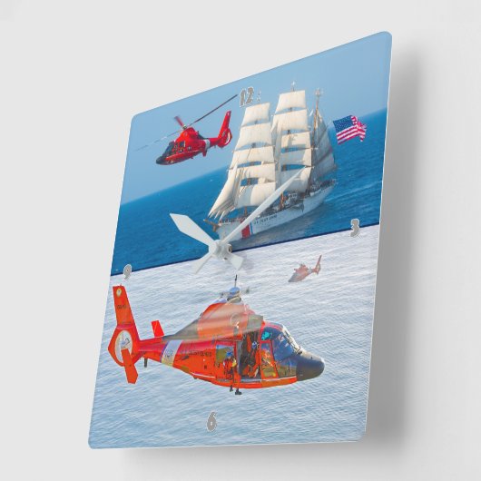 MH-65イルカ スクエア壁時計 (傾斜)