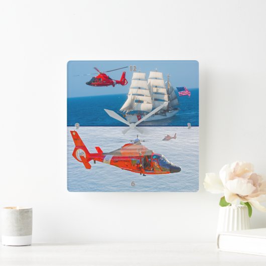 MH-65イルカ スクエア壁時計 (ホーム)