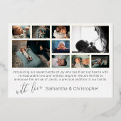 MHello World Photo Collage金ゴールドベビー発表 箔招待状 (裏面)