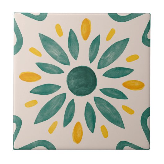 MHN緑と黄色のタイルコレクション タイル (正面)