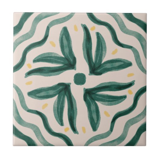 MHN緑と黄色のタイルコレクション タイル (正面)