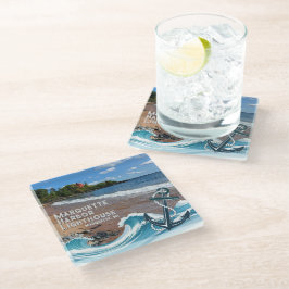 MIのマロッケハーバーライトハウス ガラスコースター