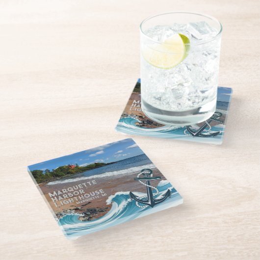 MIのマロッケハーバーライトハウス ガラスコースター (アングル)
