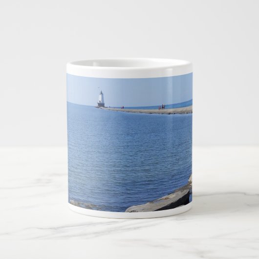 MIのLudington, North Pierhead Light house ジャンボコーヒーマグカップ (正面)
