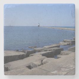 MIのLudington, North Pierhead Light house ストーンコースター