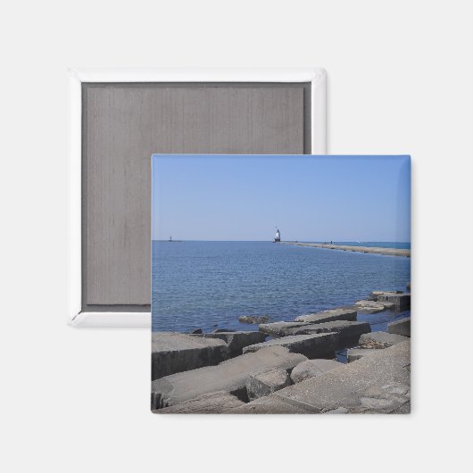 MIのLudington, North Pierhead Light house マグネット (正面/裏面)