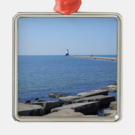 MIのLudington, North Pierhead Light house メタルオーナメント