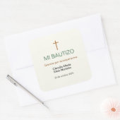Mi Bautizo Favor Sticker Custom Baptism Label スクエアシール (封筒)