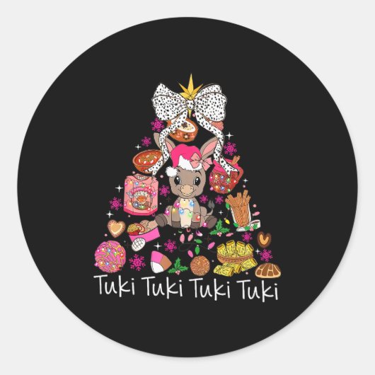 Mi Burrito Sabanero Mexican Christmas Donkey Spani ラウンドシール (正面)