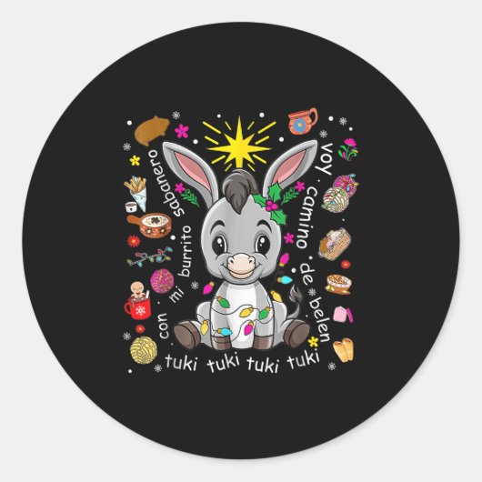 Mi Burrito Sabanero Mexican Christmas Spanish Xmas ラウンドシール (正面)