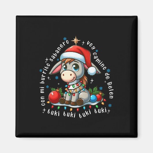 Mi Burrito Sabynero Mexican Christmas Donkey Spani マグネット (正面)