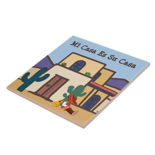 Mi Casa Es Su Casa Mexican Desert Adobe Home タイル (側面)